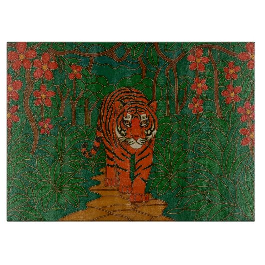 Cloisonne Kunst Tiger auf dem Dschungelpfad Schneidebrett (Vorderseite)