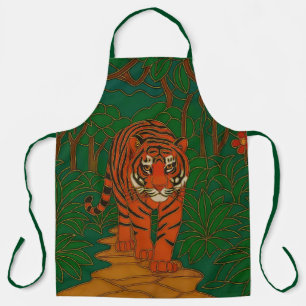 Cloisonne Kunst Tiger auf dem Dschungelpfad Schürze