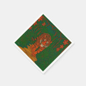 Cloisonne Kunst Tiger auf dem Dschungelpfad Serviette (Ecke)