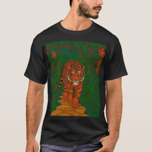 Cloisonne Kunst Tiger auf dem Dschungelpfad T-Shirt