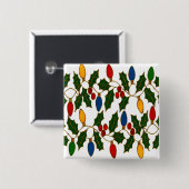 Cloisonne Kunst Weihnachtslichter und Stechpalme Button (Vorne & Hinten)