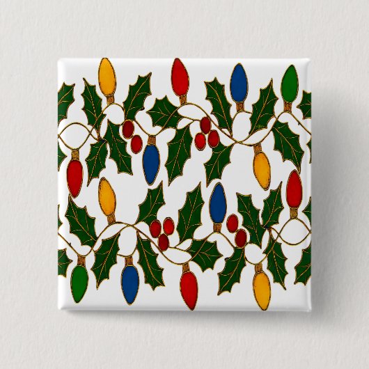 Cloisonne Kunst Weihnachtslichter und Stechpalme Button (Vorderseite)
