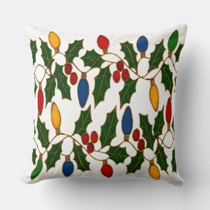 Cloisonne Kunst Weihnachtslichter und Stechpalme Kissen