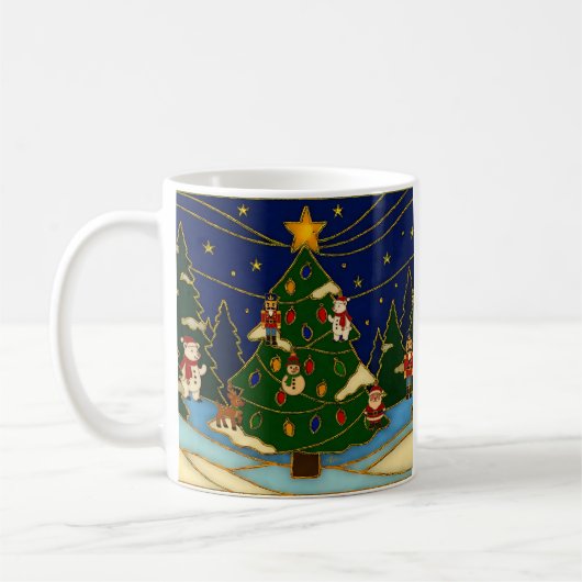 Cloisonne Kunst Whimsical Forest Klassisches Weihn Kaffeetasse (Links)