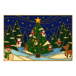 Cloisonne Kunst Whimsical Wald Klassisches Weihnac Fotodruck