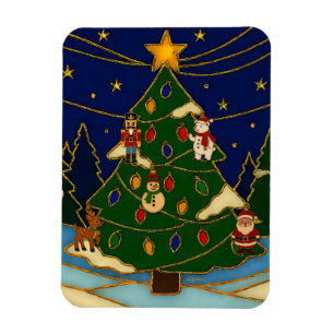 Cloisonne Kunst Whimsical Wald Klassisches Weihnac Magnet
