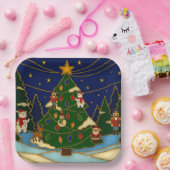 Cloisonne Kunst Whimsical Wald Klassisches Weihnac Pappteller (Party)