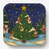 Cloisonne Kunst Whimsical Wald Klassisches Weihnac Pappteller (Vorderseite)
