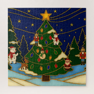 Cloisonne-Kunst Whimsical Wald Klassisches Weihnac Puzzle
