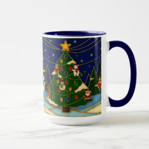 Cloisonne Kunst Whimsical Wald Klassisches Weihnac Tasse