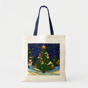 Cloisonne Kunst Whimsical Wald Klassisches Weihnac Tragetasche