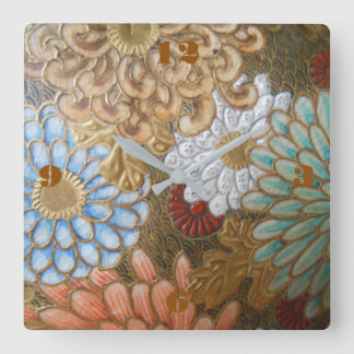 Cloisonne quadratische Wanduhr