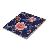 Cloisonne rosa blaue Blumenmuster Fliese (Seite)