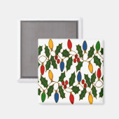 Cloisonne-Weihnachtslichter und Stechpalme Magnet (Vorderseite/Rückseite)