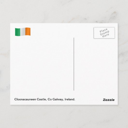 Cloonacuneen Castle, Grafschaft Galway, Irland. Postkarte (Rückseite)