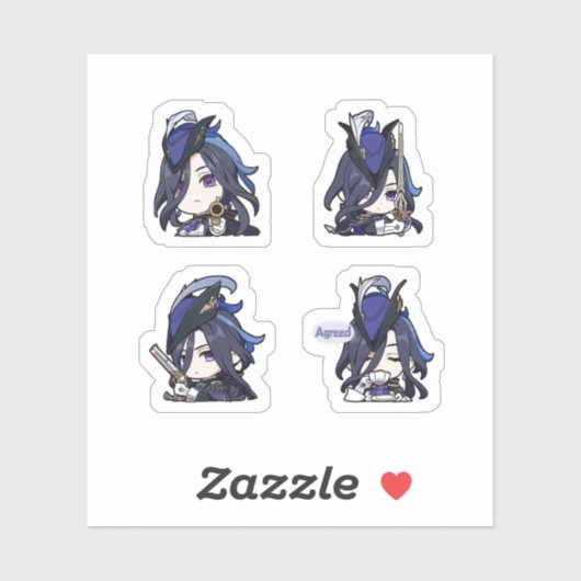 Clorinde Genshin Impact 4er Sticker Set Extra (Blatt)