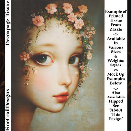 Close Up Floral Girl Vintage Canvas FF7R Decoupage Seidenpapier