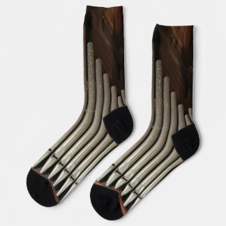 Close Up of Church Pipe Organ Under Timber Roof Socken