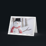 Close-Up of Snowman with Scarf and Top Hat Feiertagskarte<br><div class="desc">Close-Up Of Snowman Wearing A Scarf And Black Top Hat Standing In A Snow-Covered Birch Forest,  Russian Jack Springs Park,  Anchorage,  Southcentral Alaska,  Winter | Design Pics / DanitaDelimont.com | US02 DPI0887</div>