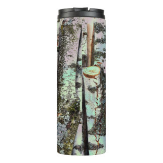 Close-up scene of birch log stumps, cool  thermosbecher