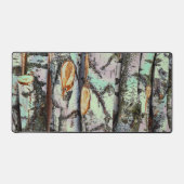 Close-up scene of birch log stumps, rustic charm schreibtischunterlage (Vorderseite)