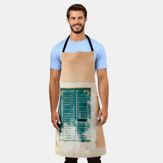 Closed green wooden door schürze (Getragen)