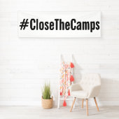 #CloseTheCamps: fett schwarzer Text auf weißem Pro Banner (Insitu)