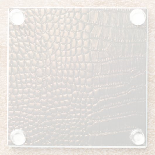 Closeup: Krokodilledertextur. Glasuntersetzer (Rückseite)