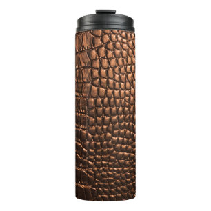 Closeup: Krokodilledertextur. Thermosbecher