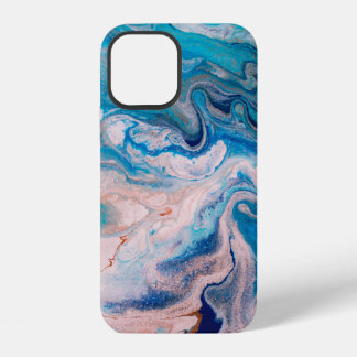 Closeup of mixed blue and white abstract marble te iPhone 12 hülle