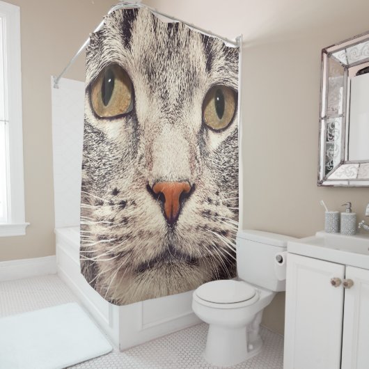 Closeup Pet Cat Face Shower Curtain Duschvorhang (Beispiel)