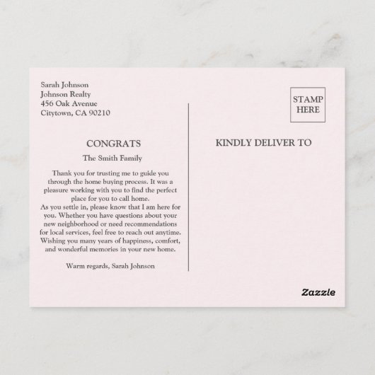 Closing Day New Zuhause Real Anwesen Realtor Postkarte (Rückseite)
