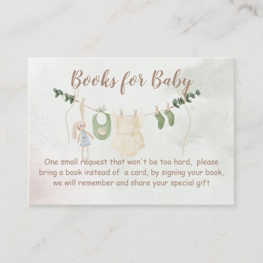 Clothes on a line boho baby shower book request begleitkarte (Vorderseite)