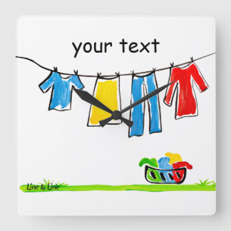 Clotheslin Quadratische Wanduhr