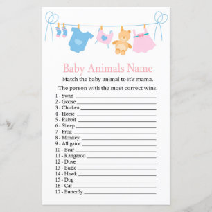 Clothesline Baby Animals Name Game