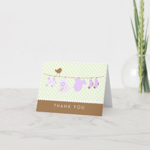 Clothesline Baby Dusche Vielen Dank Karten