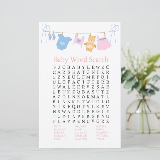 Clothesline Baby Shooter Word Search Game (Stehend Vorderseite)
