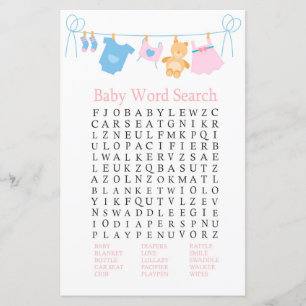 Clothesline Baby Shooter Word Search Game