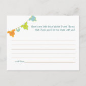 Clothesline Baby Shower Adminkarte Blau | Grün Hinweiskarte (Rückseite)