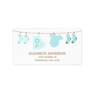 Clothesline Baby Shower Labels Adressaufkleber