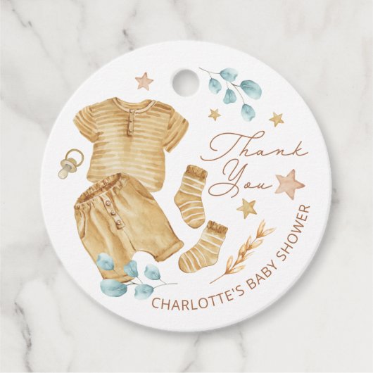 Clothesline Babydusche Danke Tags Geschenkanhänger (Vorderseite)