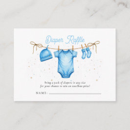 Clothesline Blue Boy Baby Shower Diaper Raffle Begleitkarte