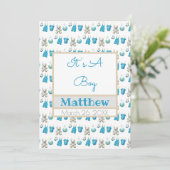 Clothesline Boy Name Foto Flat Ankündigungs-Karte Ankündigung (Stehend Vorderseite)