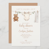 Clothesline Gender Neutral Baby Shower All In One Einladung (Vorne/Hinten)