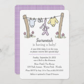 Clothesline Gender Neutral Baby Shower Einladung (Vorne/Hinten)