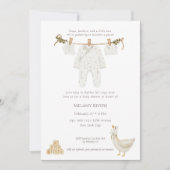 Clothesline Goose Nest Baby Shower Invitation Einladung (Vorderseite)
