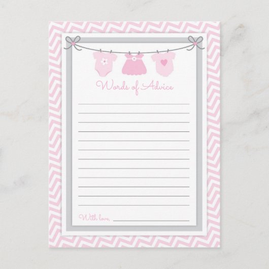 Clothesline Kinderdusche Worte des Ratschlags pink Postkarte (Vorderseite)