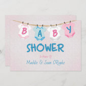 Clothesline Layette Baby Dusche Einladung (Vorne/Hinten)