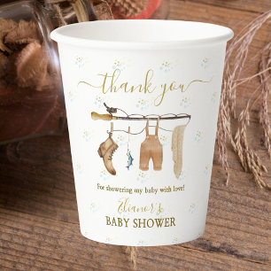Clothesline Little Fisherman Derby Baby Shower Pappbecher