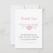 Clothesline Niedlich Girl Baby Dusche Vielen Dank Dankeskarte (Vorderseite)
